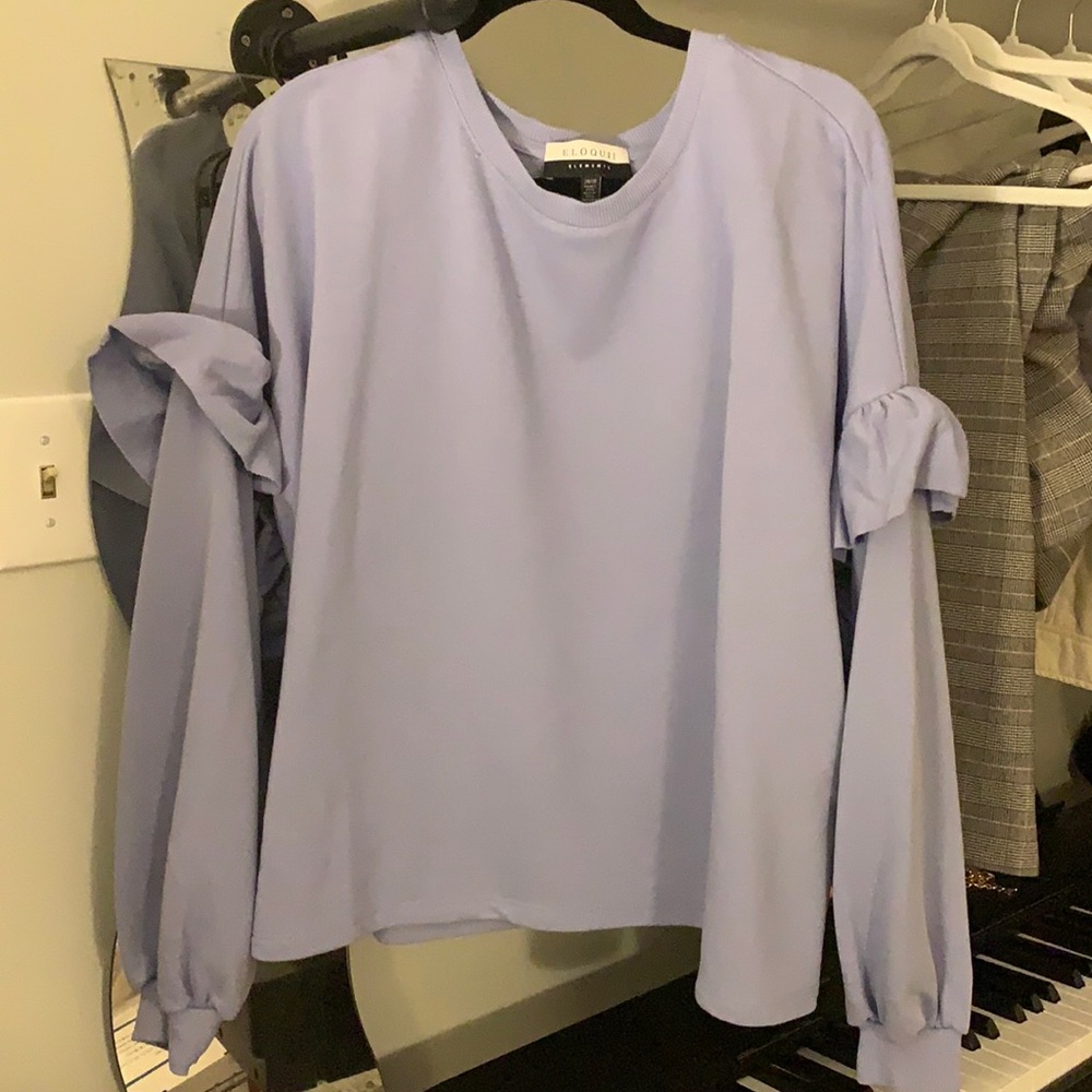 ELOQUII Ruffle sleeve sweatshirt